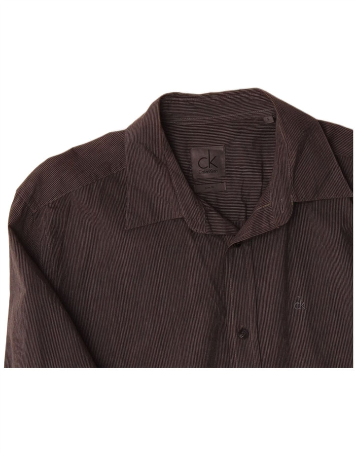CALVIN KLEIN Camicia da uomo slim fit piccola in cotone gessato grigio