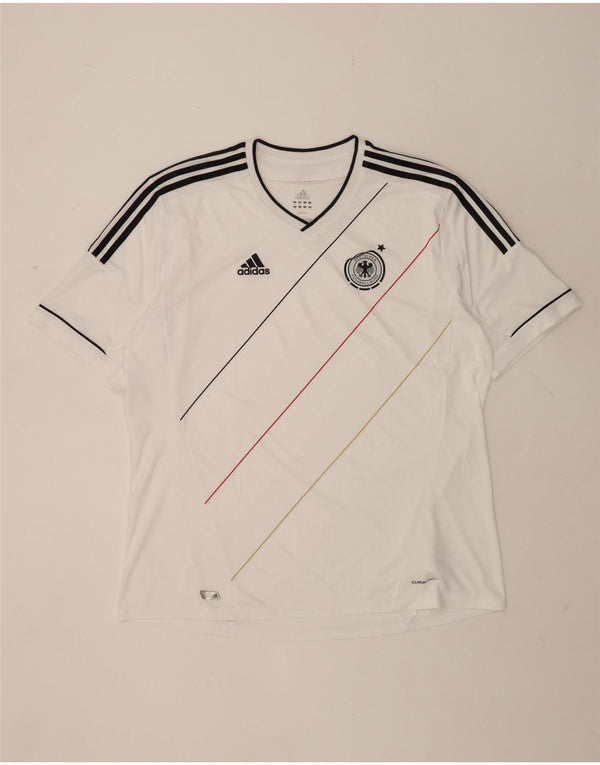 Adidas Uomo Deutscher Fussball Bund T-shirt Top 2XL Poliestere a righe bianche
