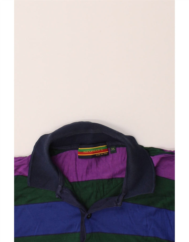 ALEXANDER'S Mens Polo Shirt IT 54 XL Multicoloured Striped Vintage Alexander's and Second-Hand Alexander's from Messina Hembry 