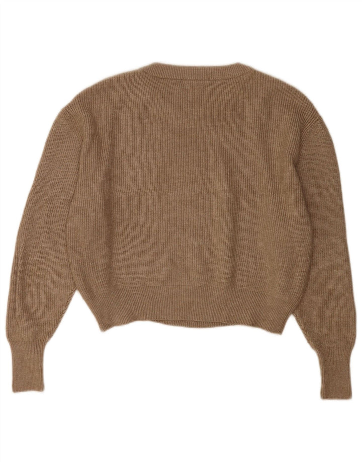 Maglione girocollo oversize corto da donna Zara UK 10 piccolo marrone