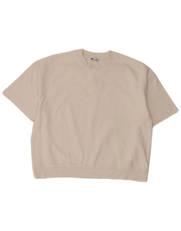 T-shirt oversize da uomo Zara in cotone bianco medio
