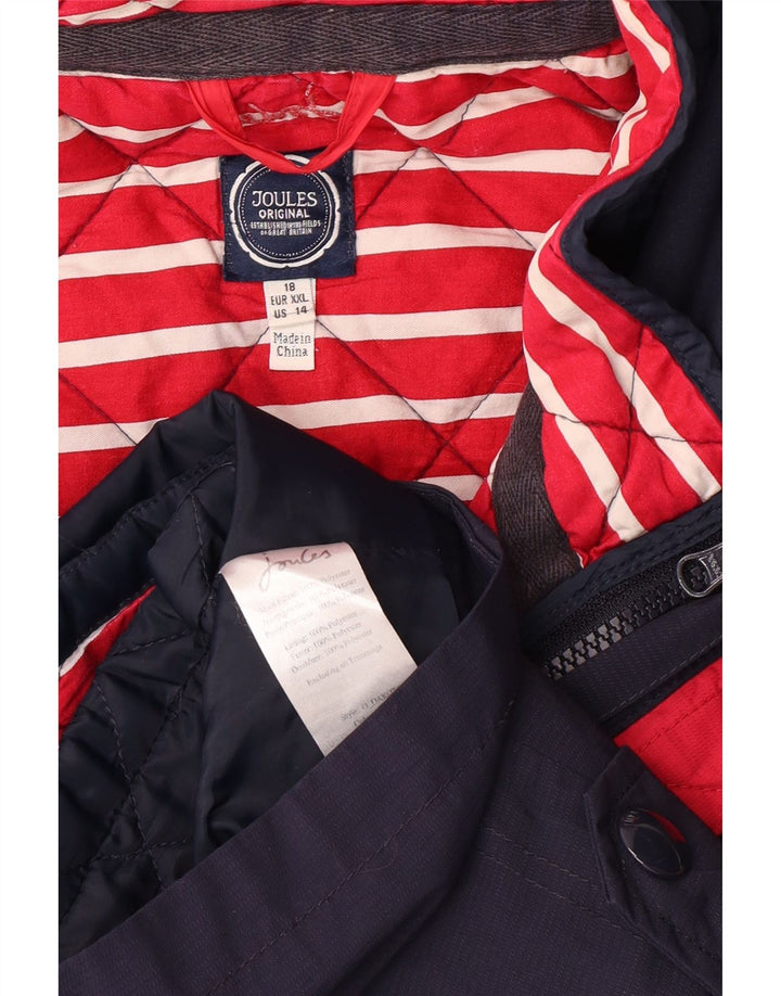 JOULES Giacca a vento con cappuccio da donna UK 18 XL Blu navy a righe