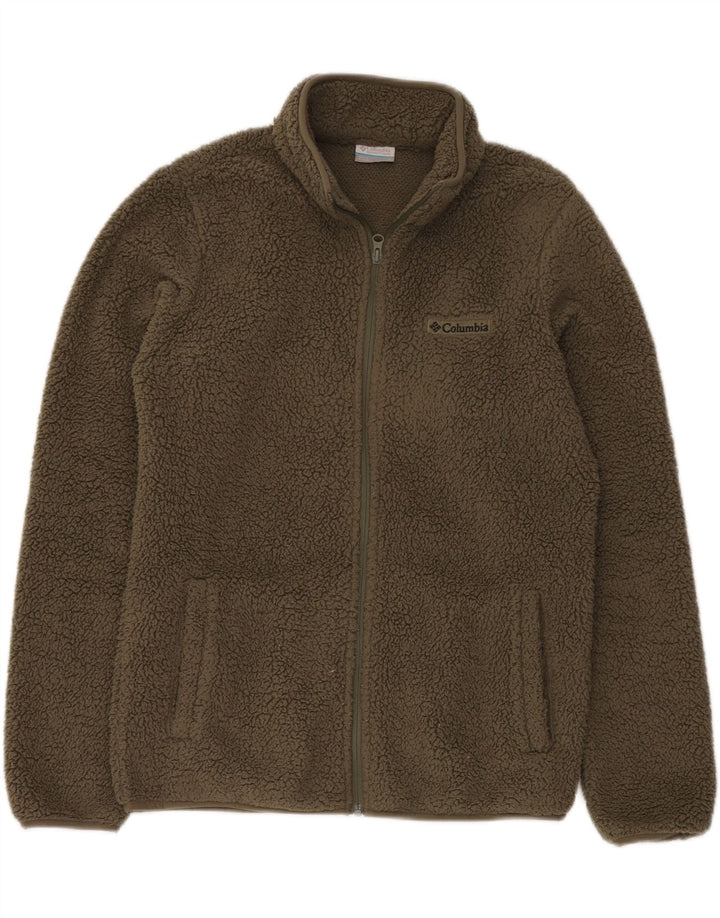 COLUMBIA Mens Fleece Jacket UK 36 Small Khaki Polyester