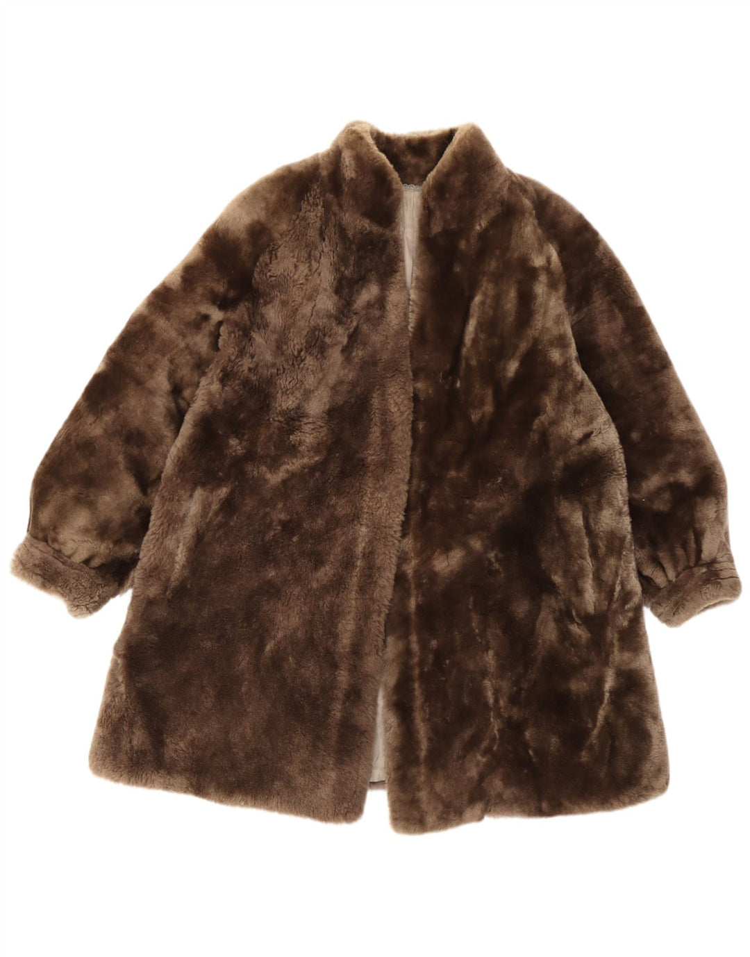 Cappotto vintage da donna in pelliccia sintetica UK 12 marrone medio