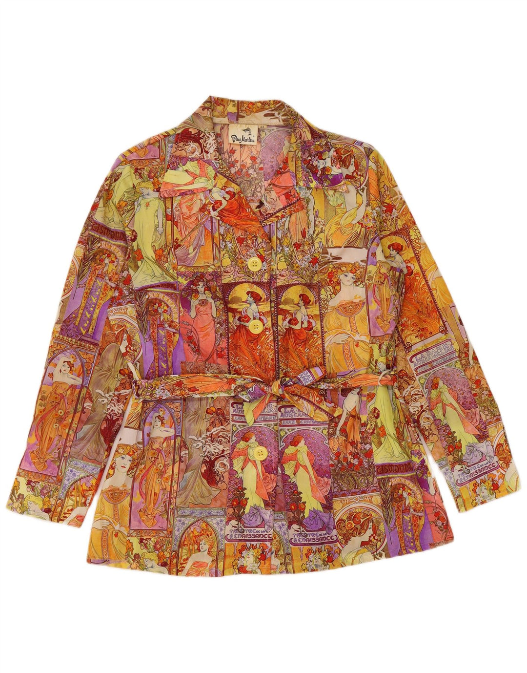 Giacca blazer a 4 bottoni con grafica da donna VINTAGE IT 44 media multicolore