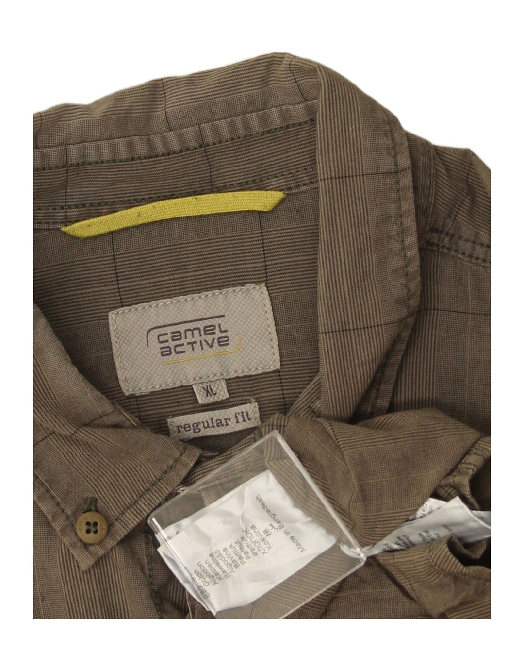 CAMEL ACTIVE Camicia da uomo vestibilità regolare XL in cotone a quadri kaki