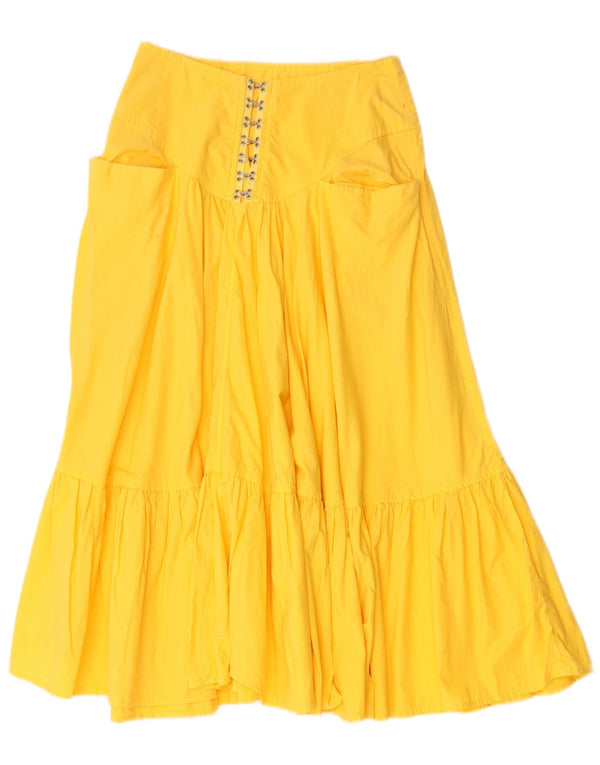 Gonna a Balze Donna Benetton a Vita Alta IT 40 Small W26 Cotone Giallo