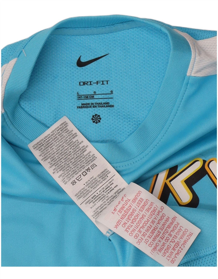T-shirt grafica da ragazzo Nike Top 12-13 anni Large Blu Colourblock in poliestere