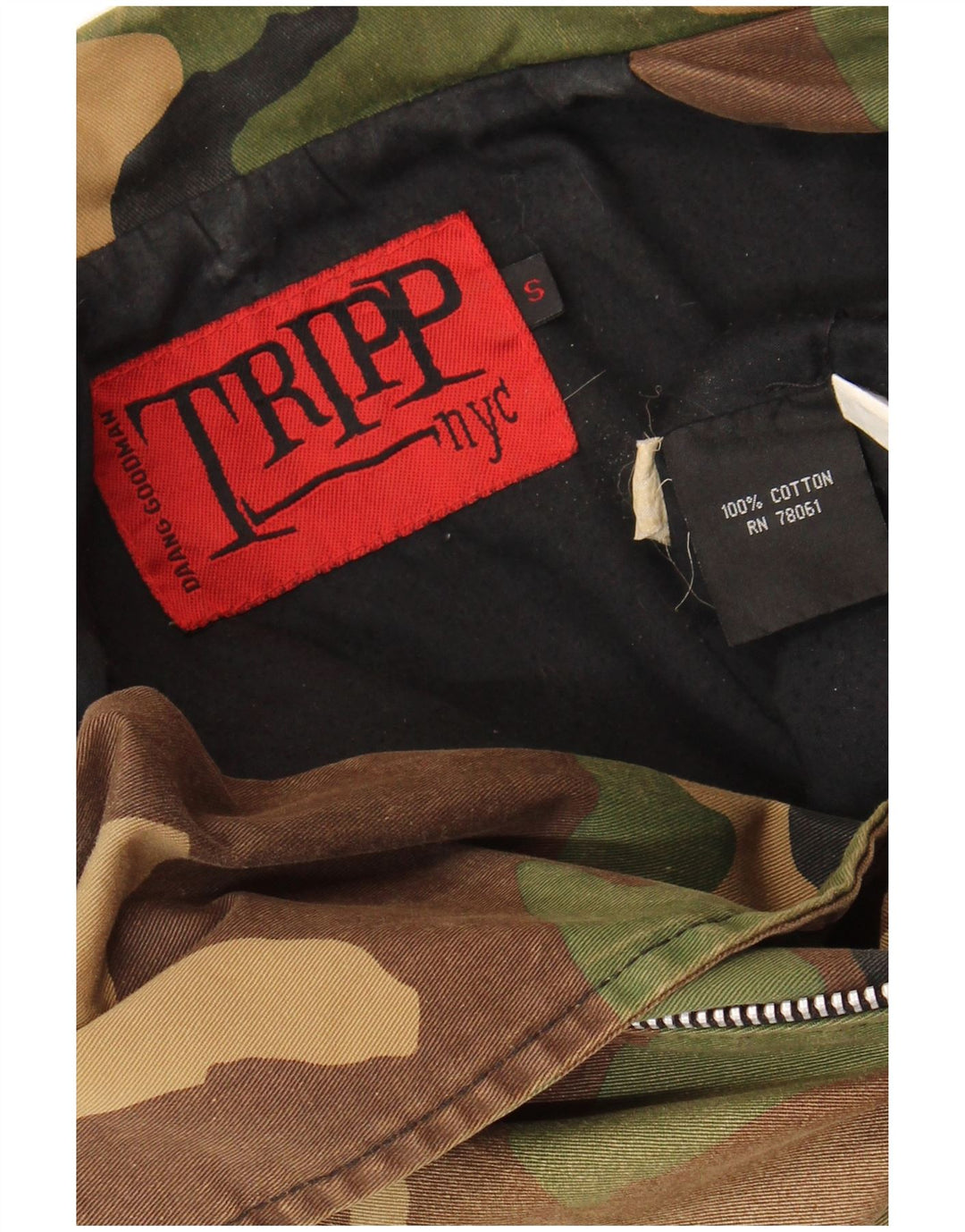 Giacca militare corta da donna TRIPP NYC UK 10 piccola cotone mimetico kaki