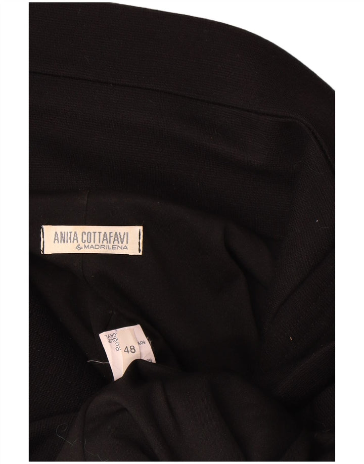 Giacca blazer vintage da donna a 1 bottone IT 48 XL in lana nera