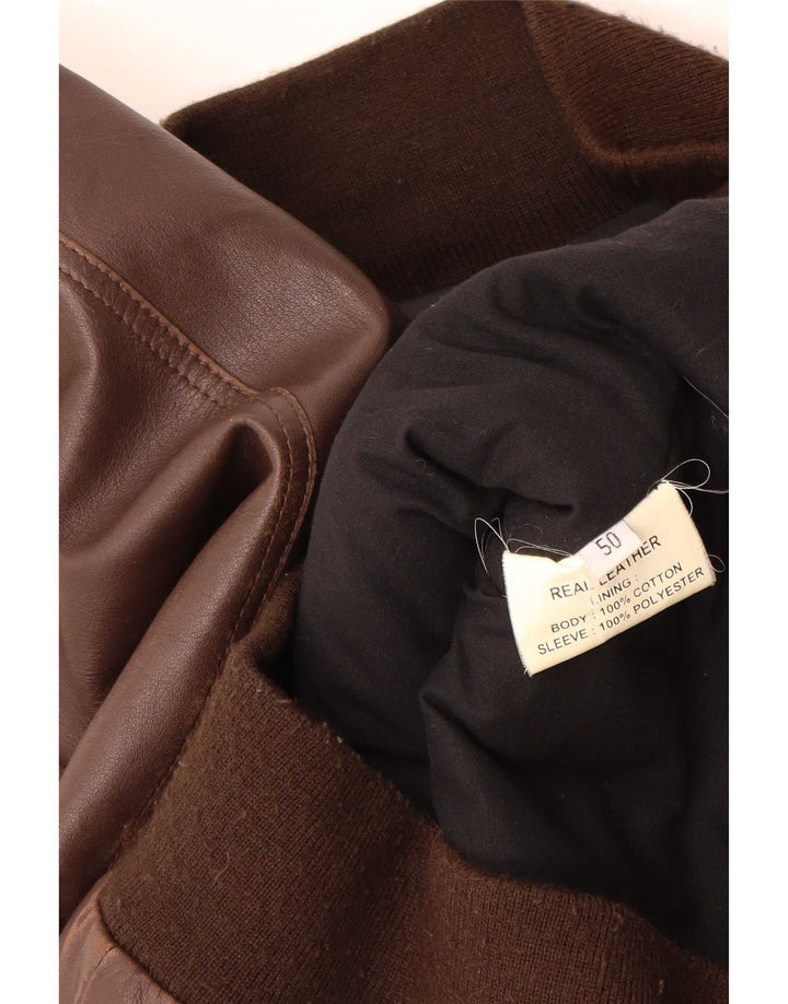 Giacca in pelle militare vintage da uomo IT 50 grande in pelle marrone