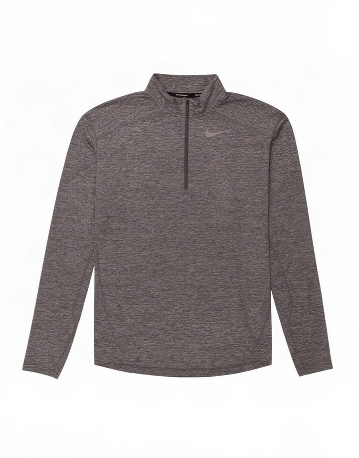 Top della tuta da ginnastica Nike Dri Fit con zip e collo da uomo, piccolo, grigio screziato