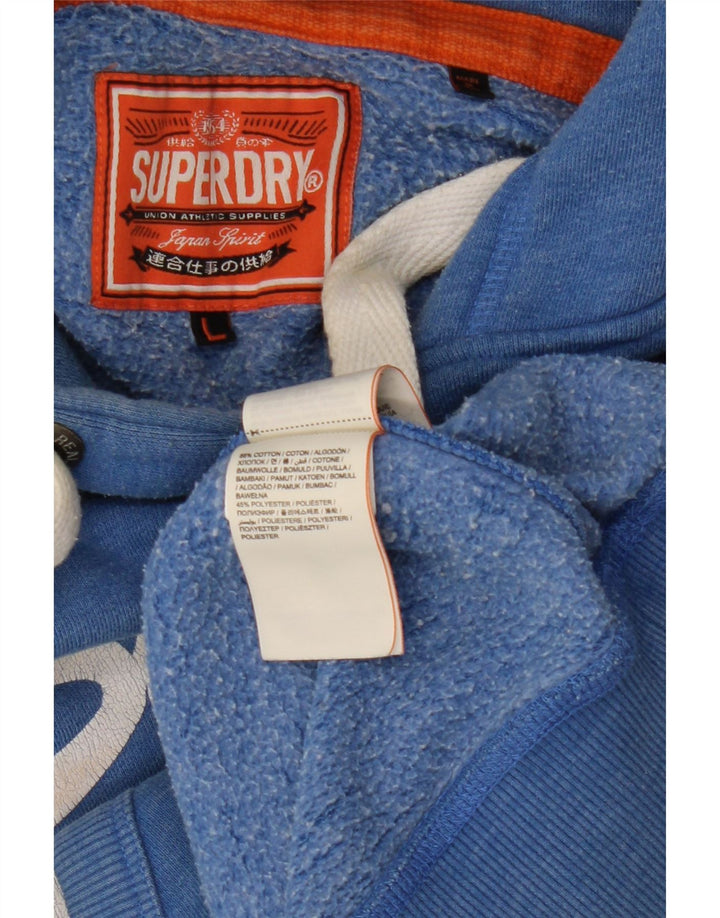 Felpa con cappuccio grafica da uomo Superdry grande in cotone blu