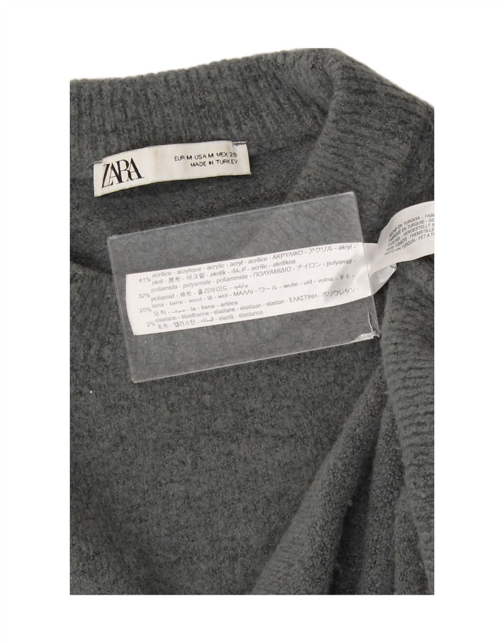 Maglione girocollo oversize da donna Zara UK 14 Acrilico grigio medio