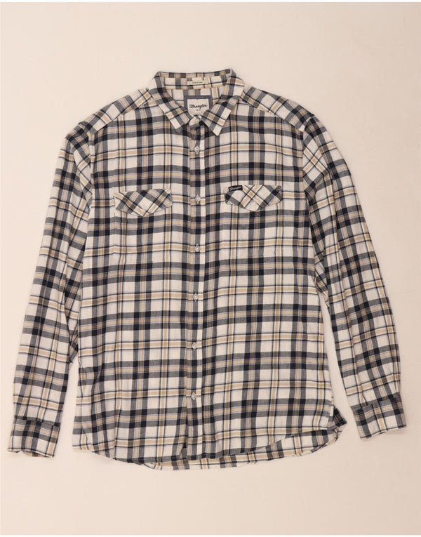 WRANGLER Camicia da uomo in flanella vestibilità regolare XL cotone a quadri bianchi