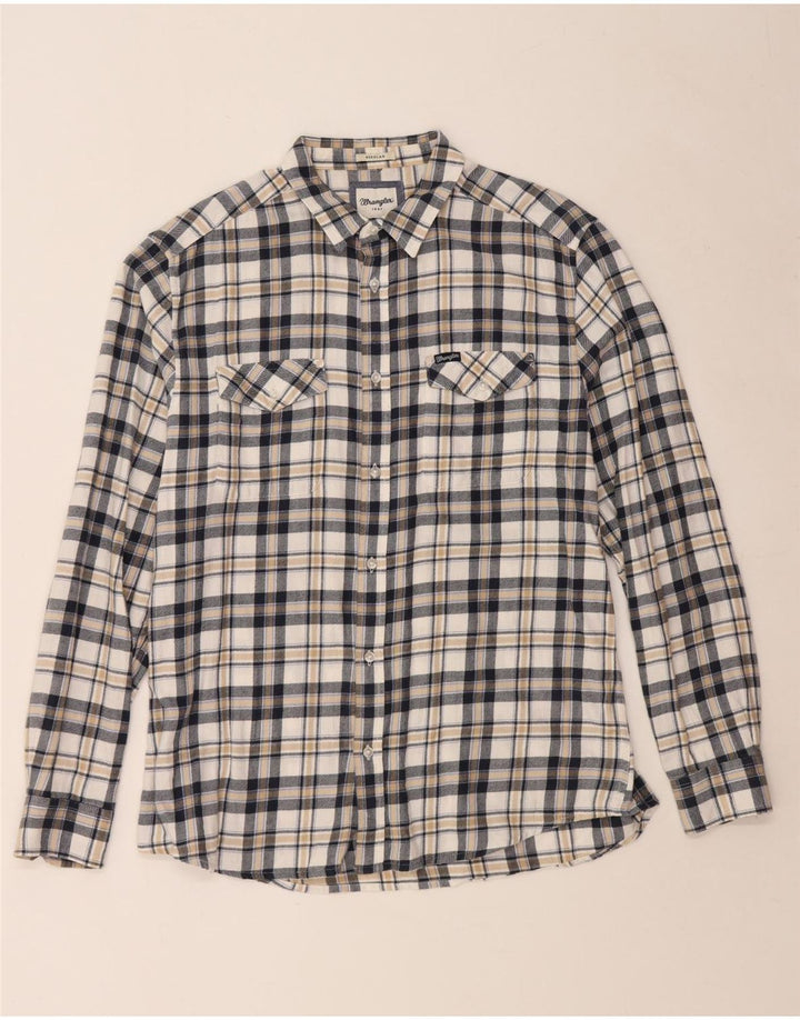 WRANGLER Camicia da uomo in flanella vestibilità regolare XL cotone a quadri bianchi