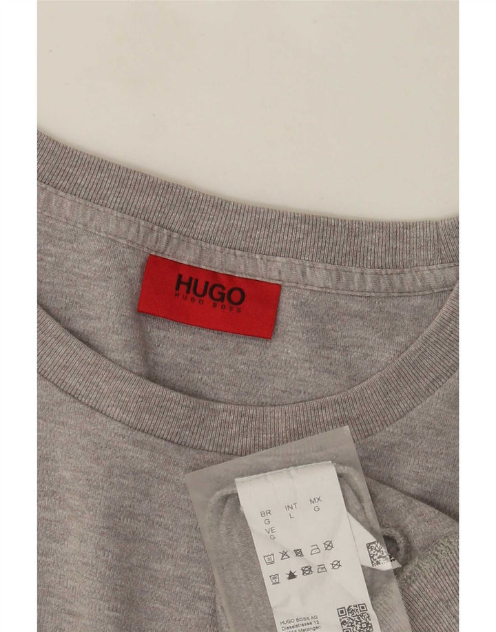Felpa grafica da uomo Hugo Boss, maglione grande, cotone grigio