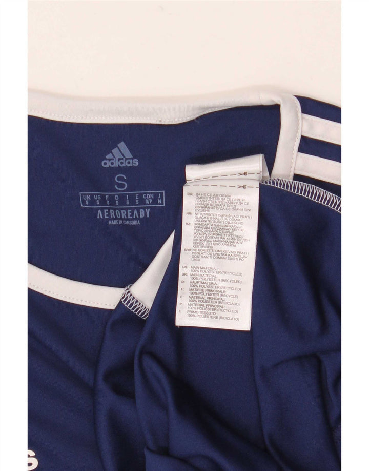 Maglietta Adidas Aeroready da uomo, piccola, in poliestere color block blu navy
