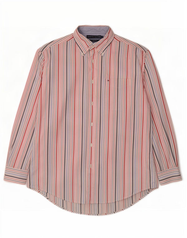 Camicia da uomo Tommy Hilfiger media cotone a righe multicolore anni '80