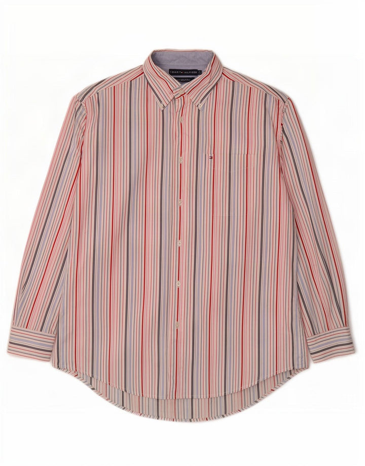 Camicia da uomo Tommy Hilfiger media cotone a righe multicolore anni '80