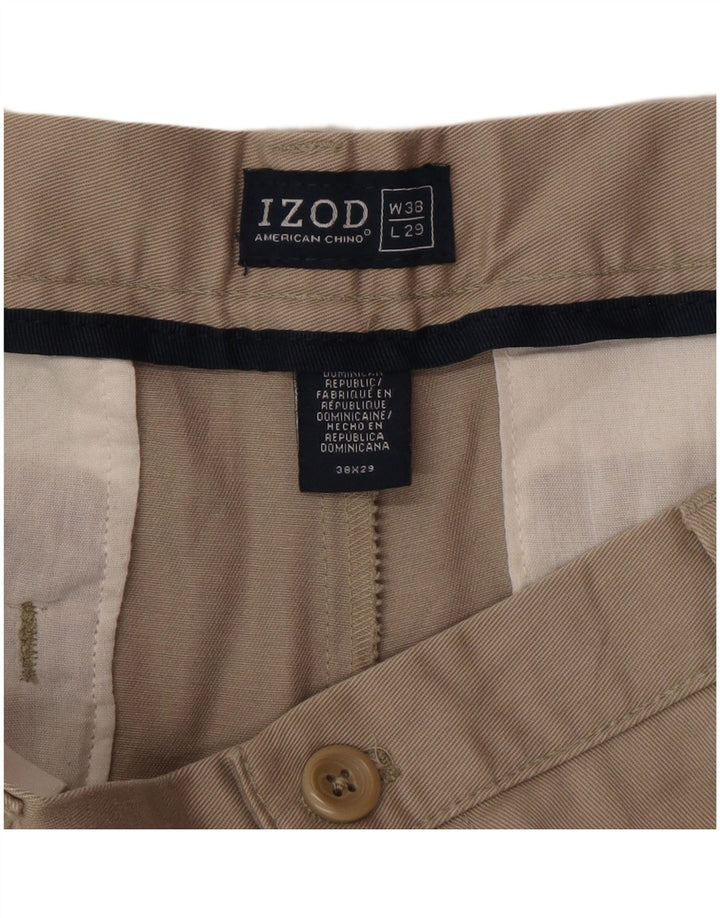Pantaloni chino da uomo con pegging Izod W38 L25 cotone grigio