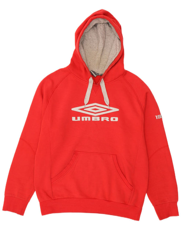 Felpa con cappuccio grafica da uomo Umbro 2XL in cotone rosso