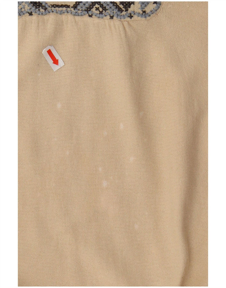 Top camicetta da donna Monsoon UK 14 Beige medio Fair Isle