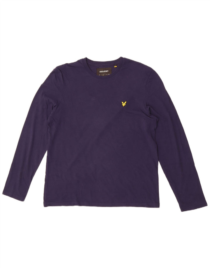 Lyle & Scott Top da uomo a maniche lunghe in cotone blu navy medio