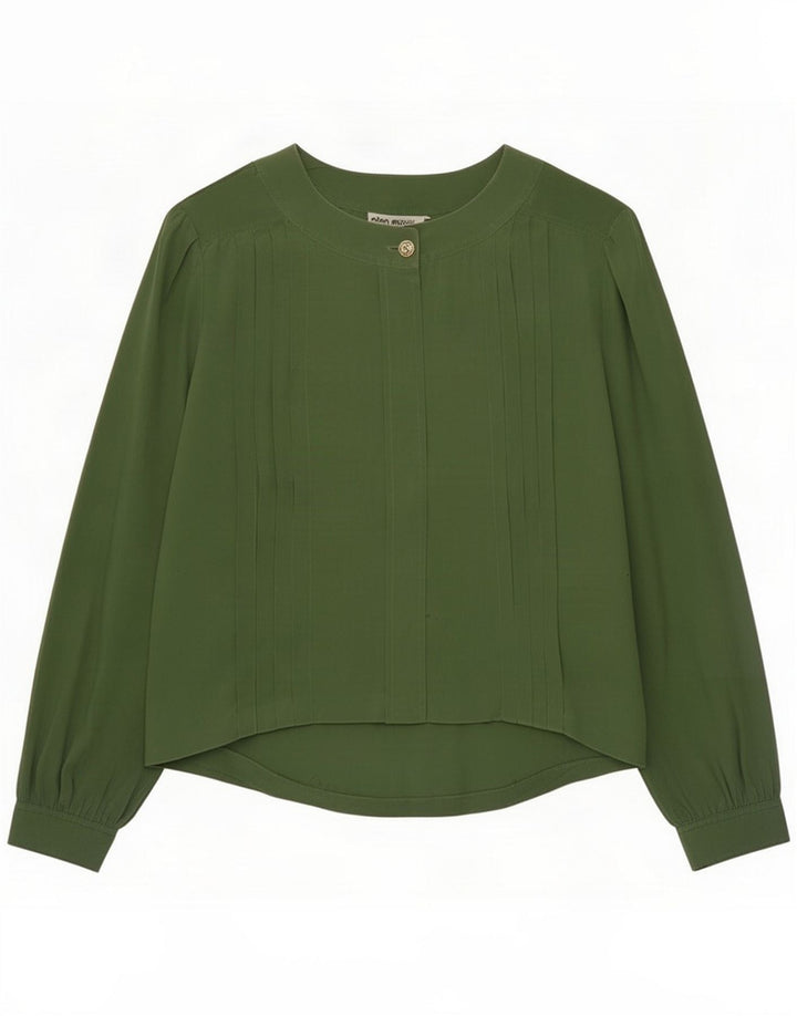 Camicia camicia vintage da donna IT 44 Seta verde medio