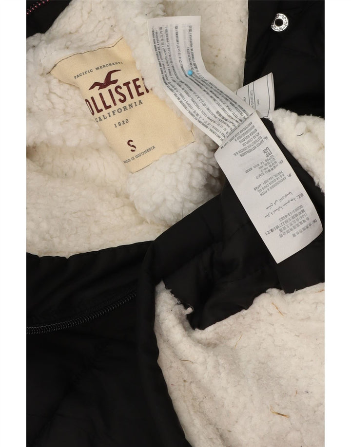 Giacca imbottita con cappuccio Hollister da donna UK 10 piccola nera