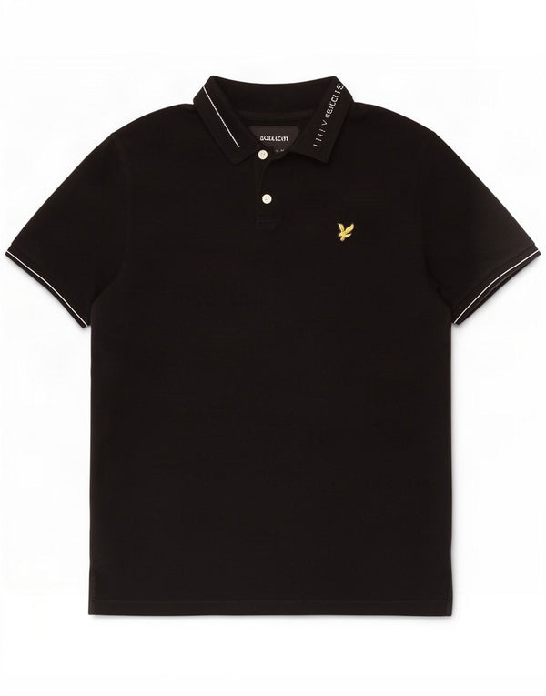 Polo da uomo con vestibilità comoda grafica Lyle & Scott, piccola, cotone nero