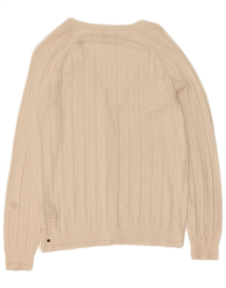 Maglione cardigan da donna Fat Face UK 14 grande cotone bianco