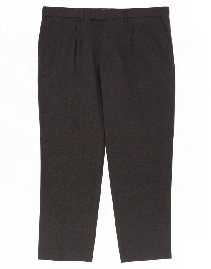 Pantaloni da abito con pegging da uomo Marks & Spencer W38 L29 poliestere grigio