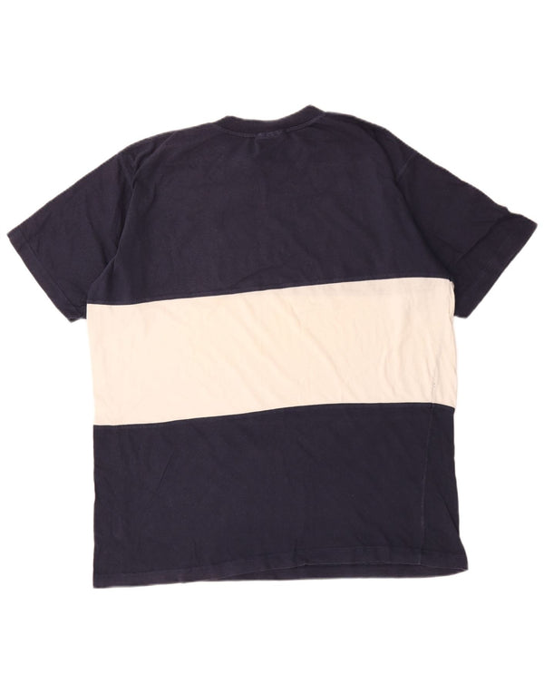 Reebok Mens T-Shirt Top XL Navy Blue Colourblock Cotton