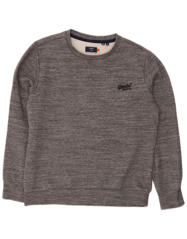 Felpa da uomo Superdry Jumper XL in cotone chiazzato grigio