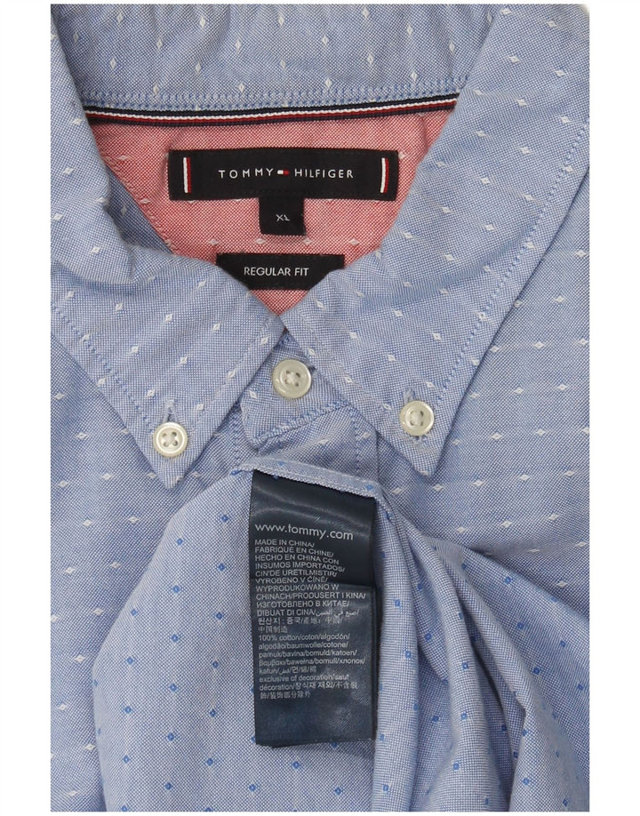 Camicia da uomo vestibilità regolare Tommy Hilfiger XL cotone maculato blu