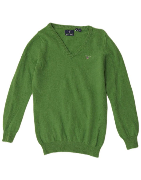 Maglione maglione con scollo a V da donna Gant UK 6 XS Lana d'agnello verde