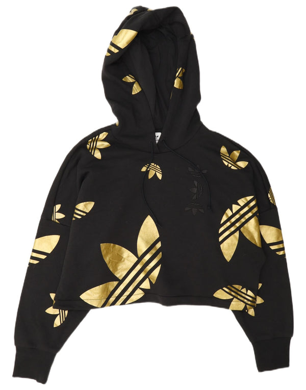 Maglione con cappuccio grafico oversize da donna Adidas UK 10 piccolo nero