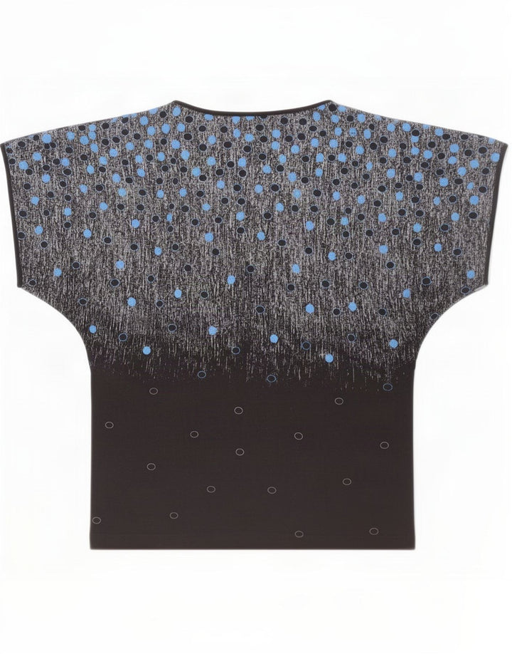 Camicetta da donna vintage Top IT 42 Cotone maculato nero medio