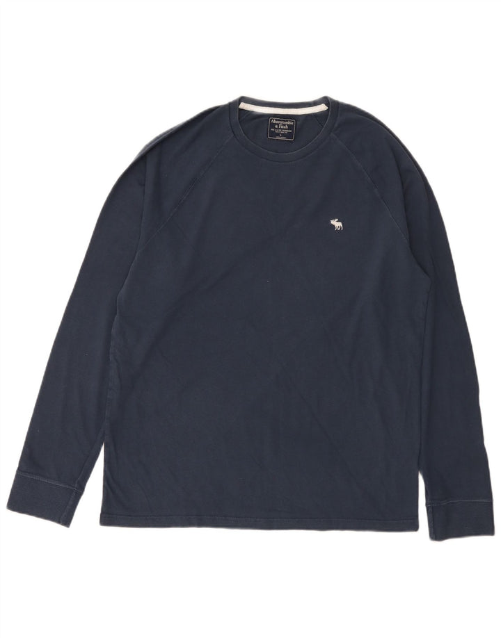 Abercrombie & Fitch Top da uomo a maniche lunghe di grandi dimensioni in cotone blu navy