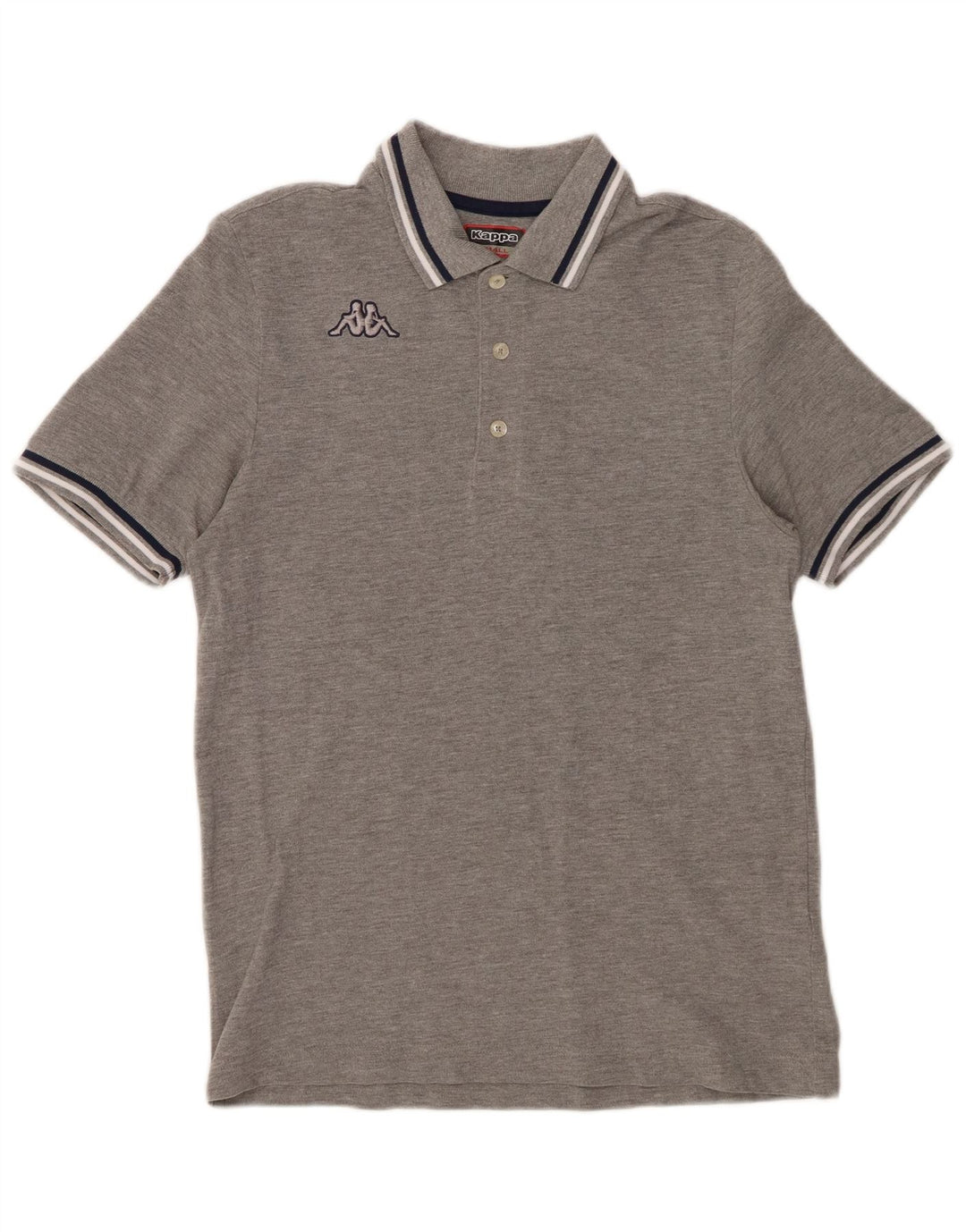 Polo KAPPA da uomo piccola in cotone rigato grigio