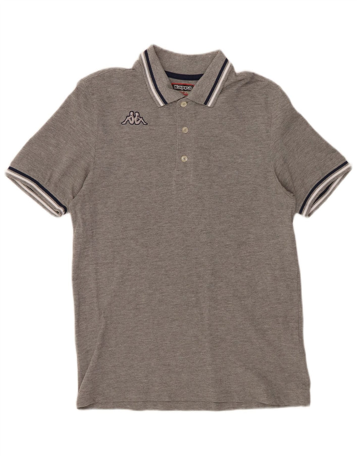 Polo KAPPA da uomo piccola in cotone rigato grigio