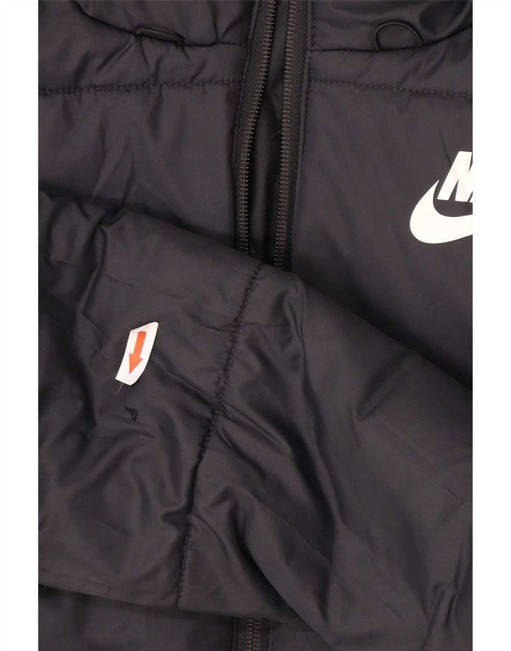 Giacca imbottita con cappuccio grafico Nike da donna UK 10 piccola poliestere nero