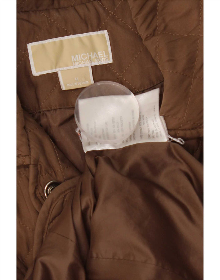 Giacca trapuntata da donna Michael Kors UK 14 Poliestere marrone medio