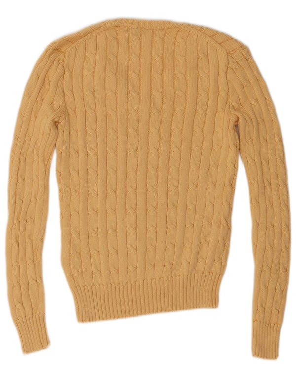 Polo Ralph Lauren Maglione da donna con scollo a V UK 6 XS Cotone giallo