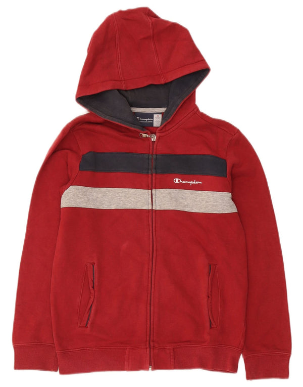 Maglione con cappuccio e zip Champion per ragazzi 9-10 anni in cotone color block rosso medio