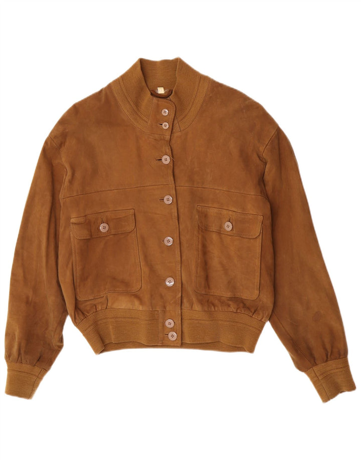 Bomber vintage da donna oversize in pelle scamosciata IT 44 Beige medio