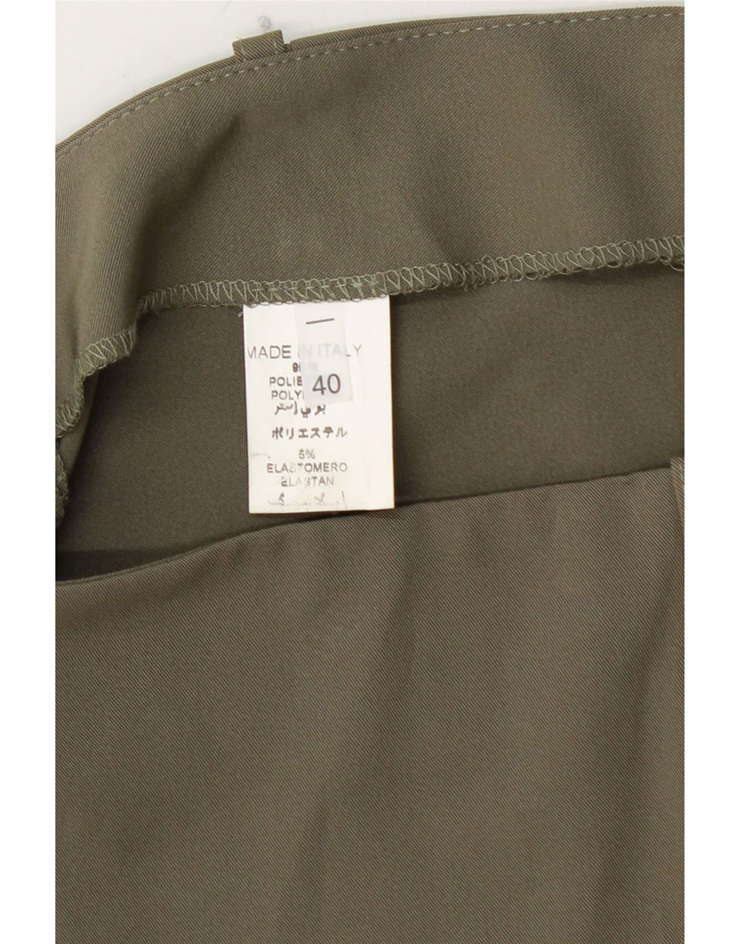 Minigonna da donna a vita bassa VINTAGE IT 40 piccola W28 poliestere kaki