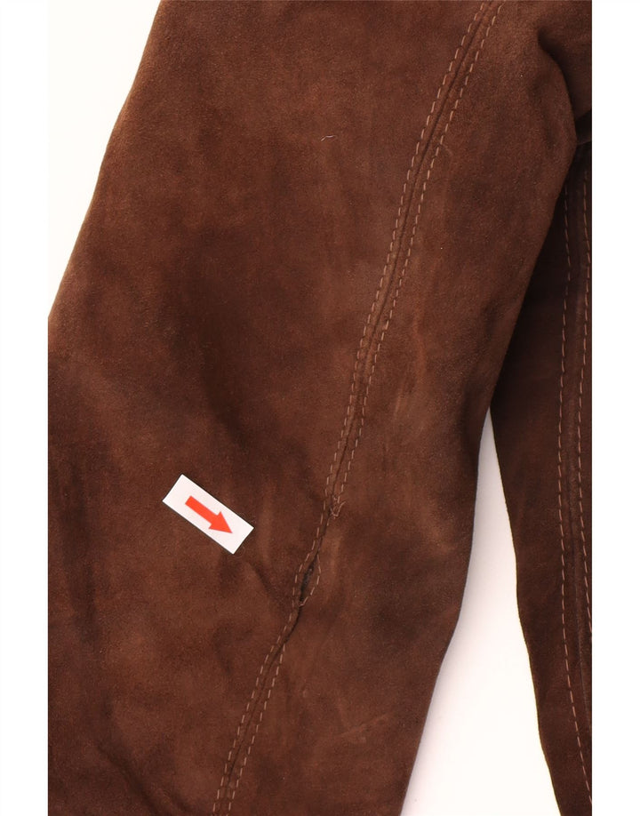 Giubbotto bomber vintage in pelle scamosciata da uomo IT 48 Marrone medio