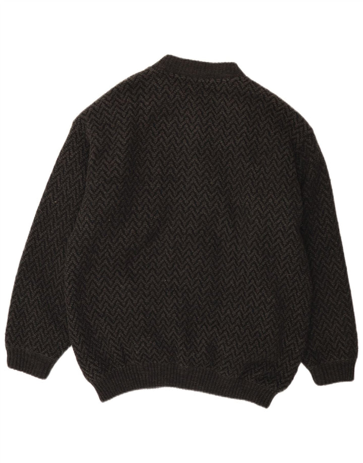Maglione cardigan da uomo James Dillon XL grigio Chevron acrilico